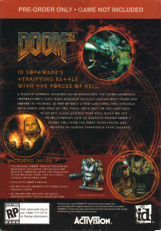 Back Cover for Doom³ (Windows) (Best Buy pre-order release)