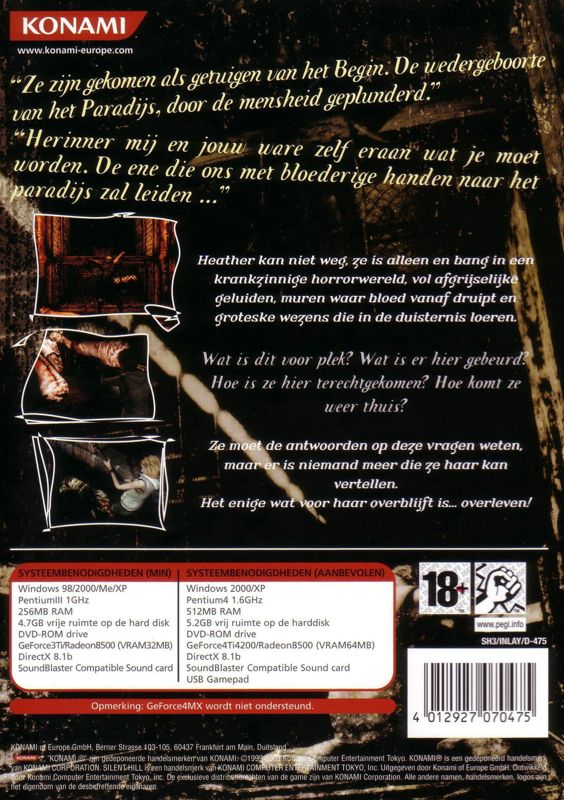 Back Cover for Silent Hill 3 (Windows)