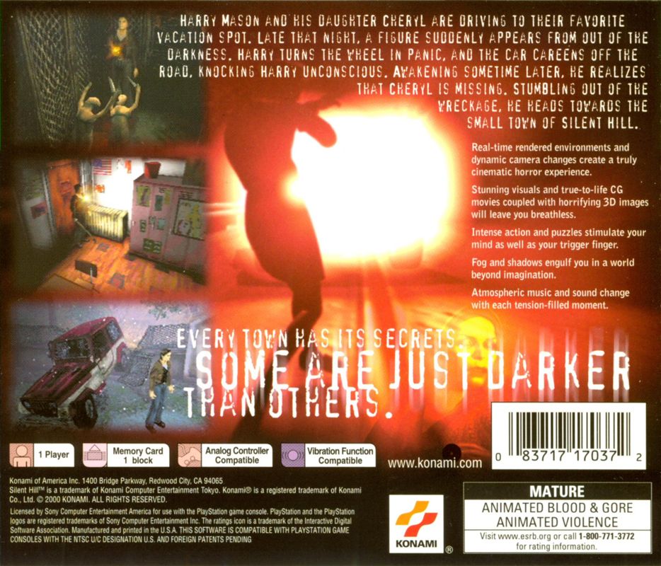 Back Cover for Silent Hill (PlayStation) (Greatest Hits release)