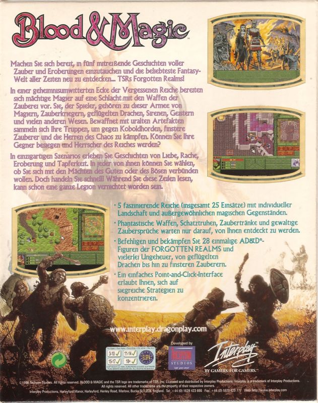 Back Cover for Blood & Magic (DOS)