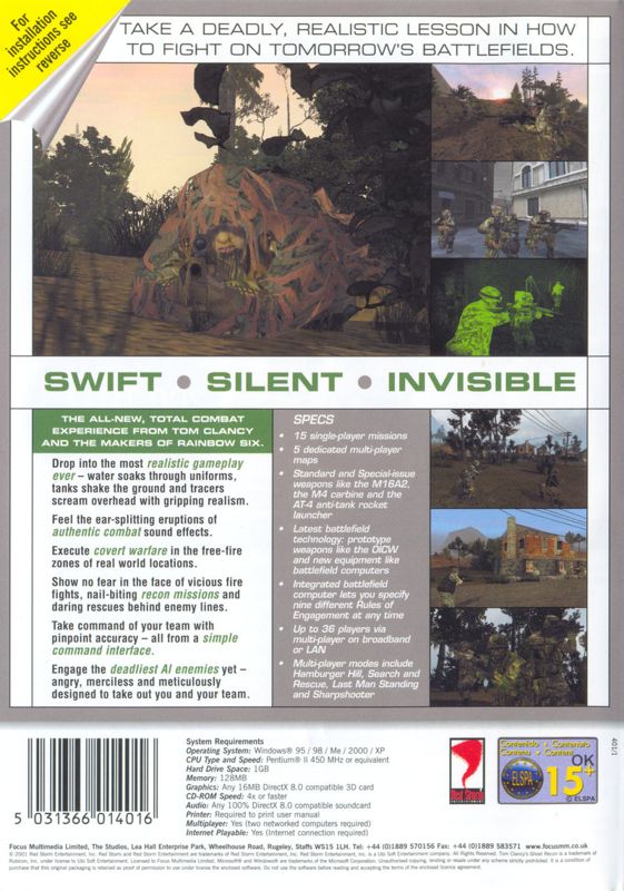 Back Cover for Tom Clancy's Ghost Recon (Windows) (Ubisoft eXclusive release)