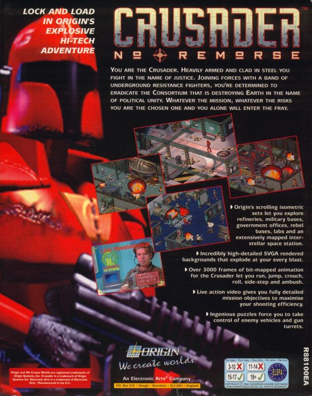 Back Cover for Crusader: No Remorse (DOS)