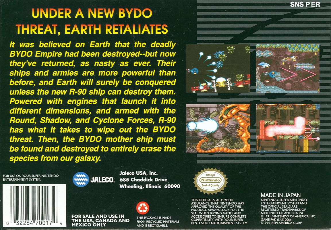 Back Cover for R-Type III: The Third Lightning (SNES)