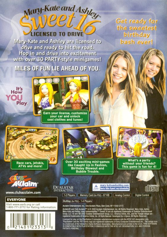 Back Cover for Mary-Kate and Ashley: Sweet 16 - Licensed to Drive (PlayStation 2)