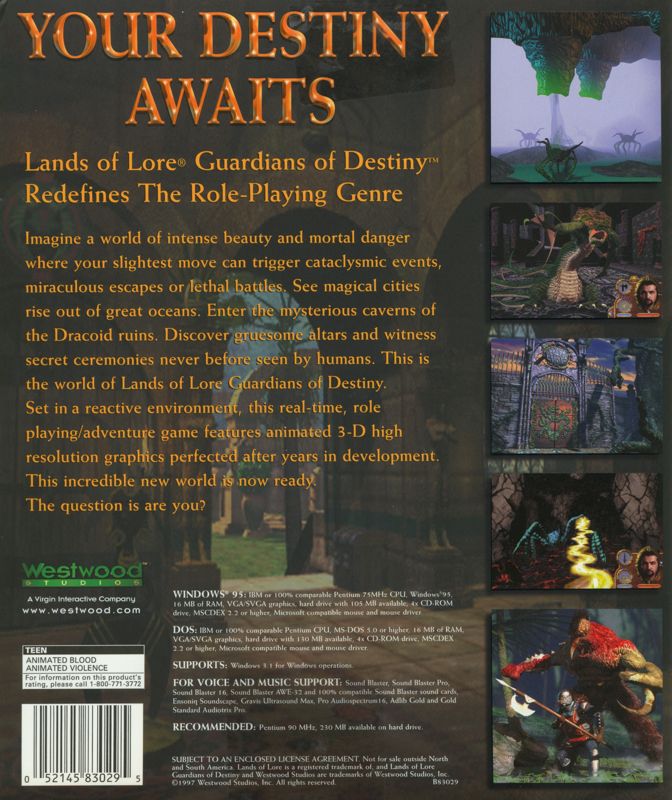 Back Cover for Lands of Lore: Guardians of Destiny (DOS and Windows)