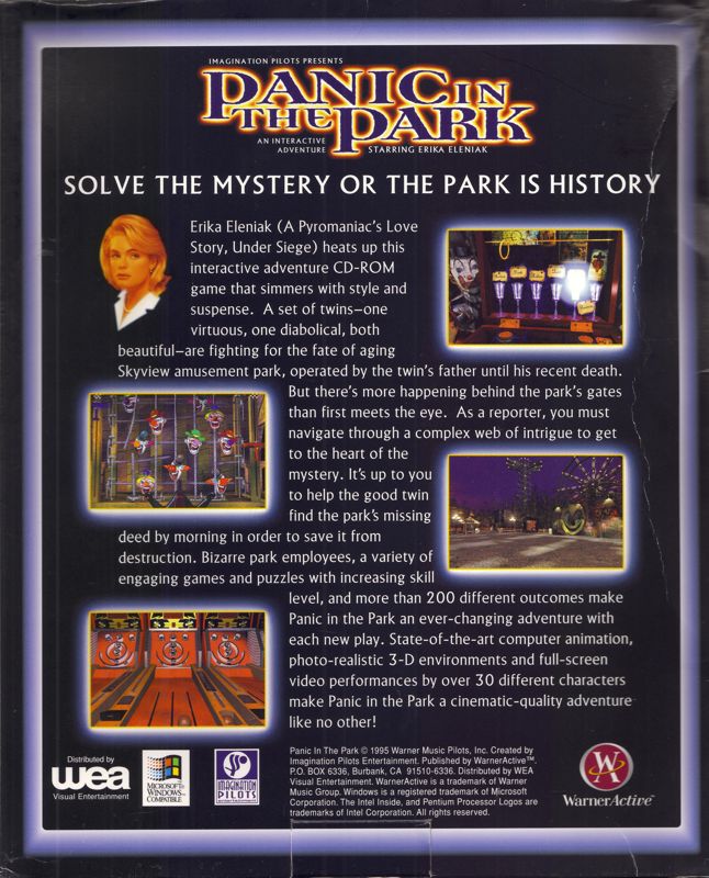 Back Cover for Panic in the Park (Windows 16-bit)