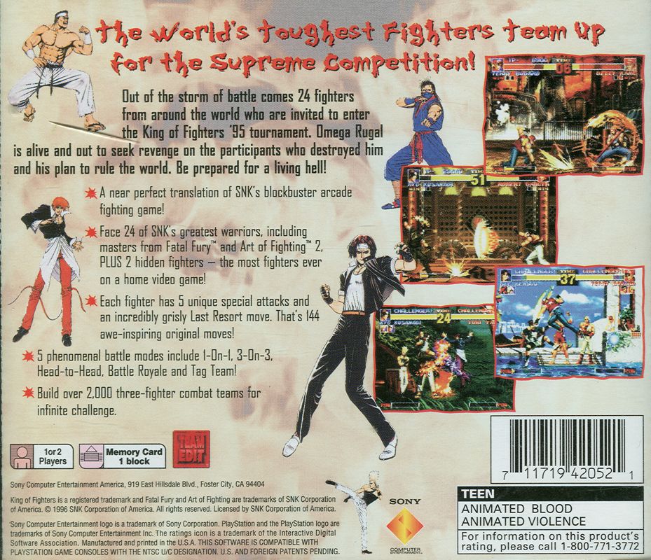 Back Cover for The King of Fighters '95 (PlayStation)