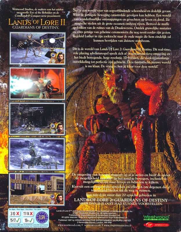 Back Cover for Lands of Lore: Guardians of Destiny (DOS and Windows)