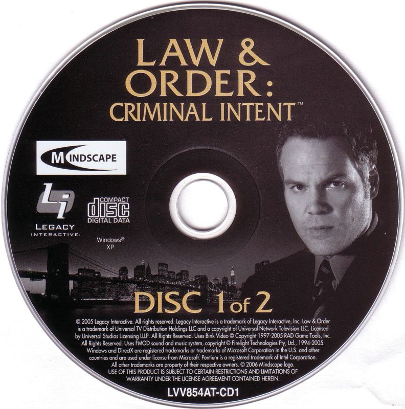 Media for Law & Order: Criminal Intent (Windows): Disk 1/2