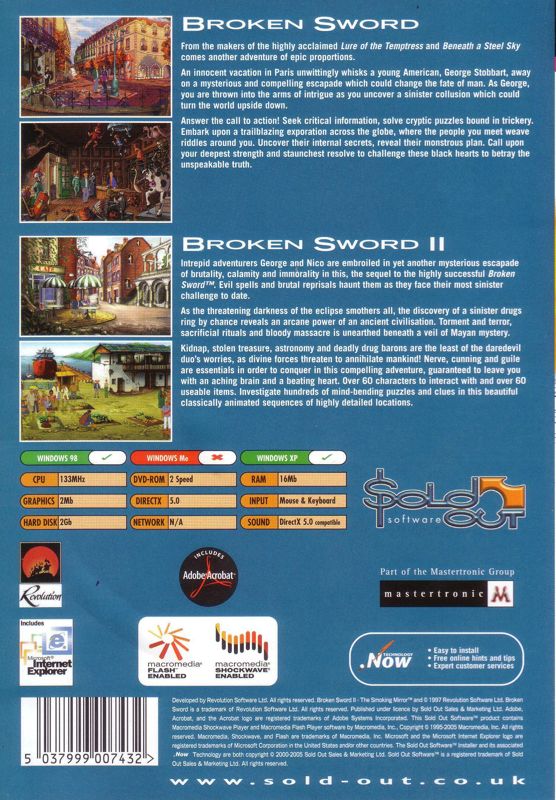 Back Cover for Broken Sword I & II (Windows) (Sold Out Software release)