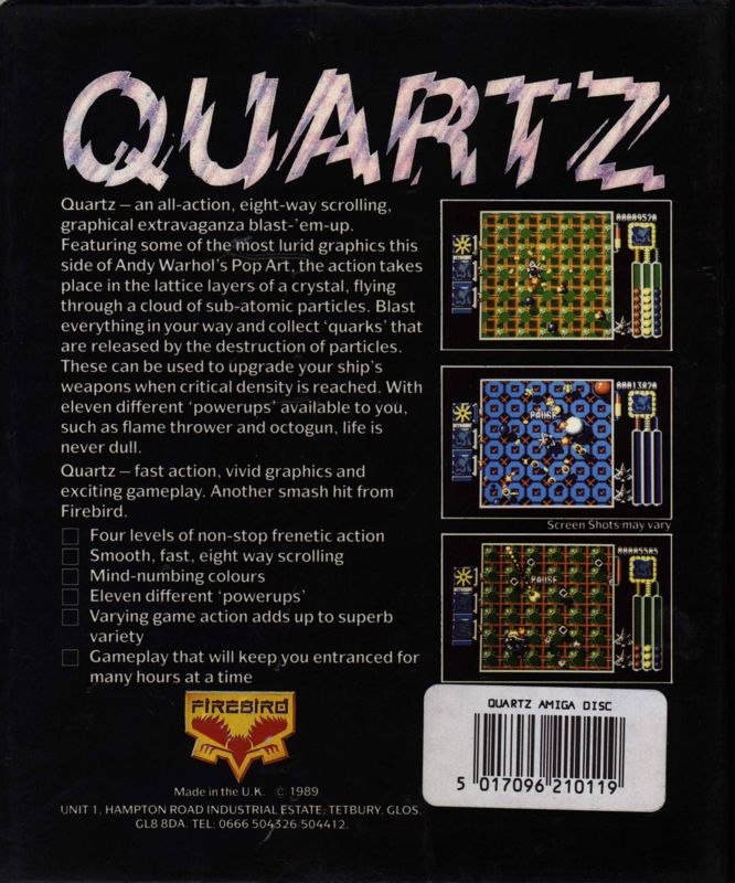 Back Cover for Quartz (Amiga)