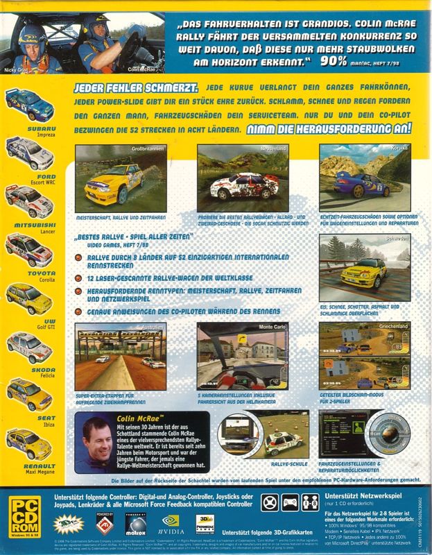 Back Cover for Colin McRae Rally (Windows)