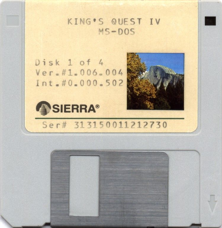 Media for King's Quest IV: The Perils of Rosella (DOS) (Tandy, EGA, CGA, MCGA (PS/2), VGA, Hercules Monochrome Version): 3.5" Disk (1/4)