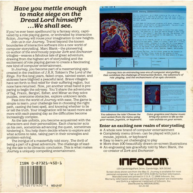 Back Cover for Journey: The Quest Begins (Amiga)