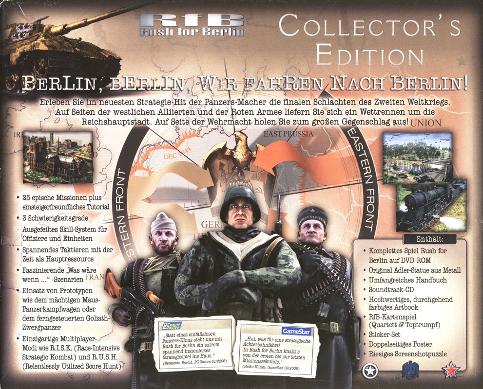 Back Cover for Rush for Berlin (Collector's Edition) (Windows)