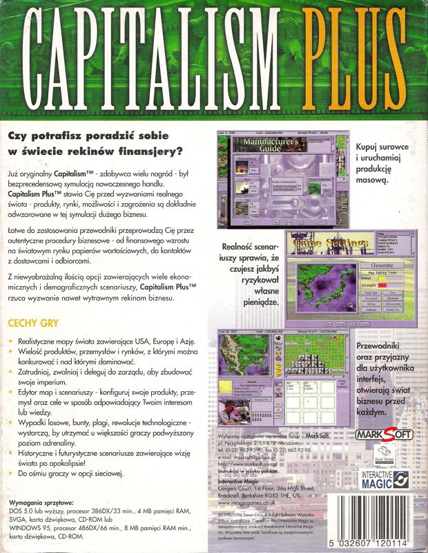 Back Cover for Capitalism Plus (DOS and Windows)