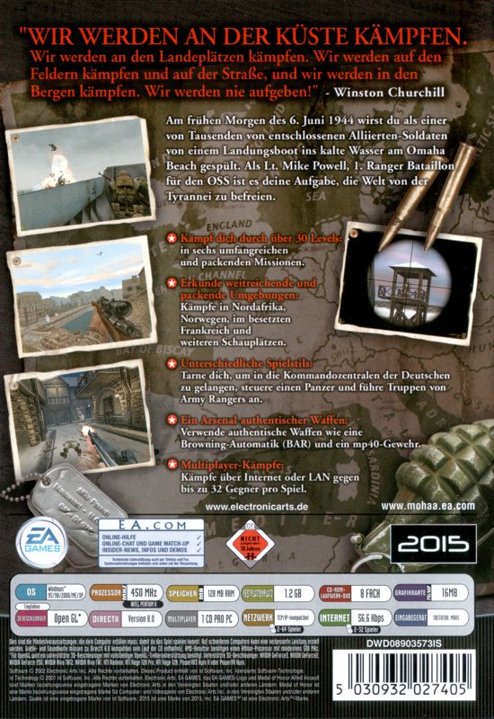 Back Cover for Medal of Honor: Allied Assault (Windows)