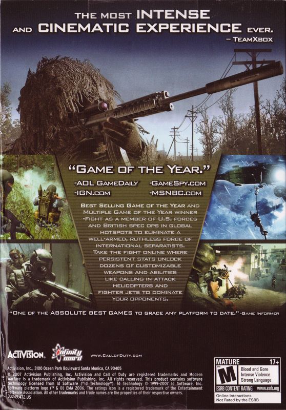 Back Cover for Call of Duty 4: Modern Warfare (Game of the Year Edition) (Windows)