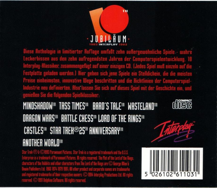 Other for Interplay's 10 Year Anthology: Classic Collection (DOS): Insert in back of Jewel Case