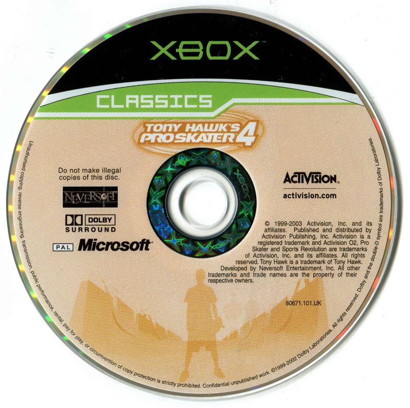 Media for Tony Hawk's Pro Skater 4 (Xbox) (Classics release)