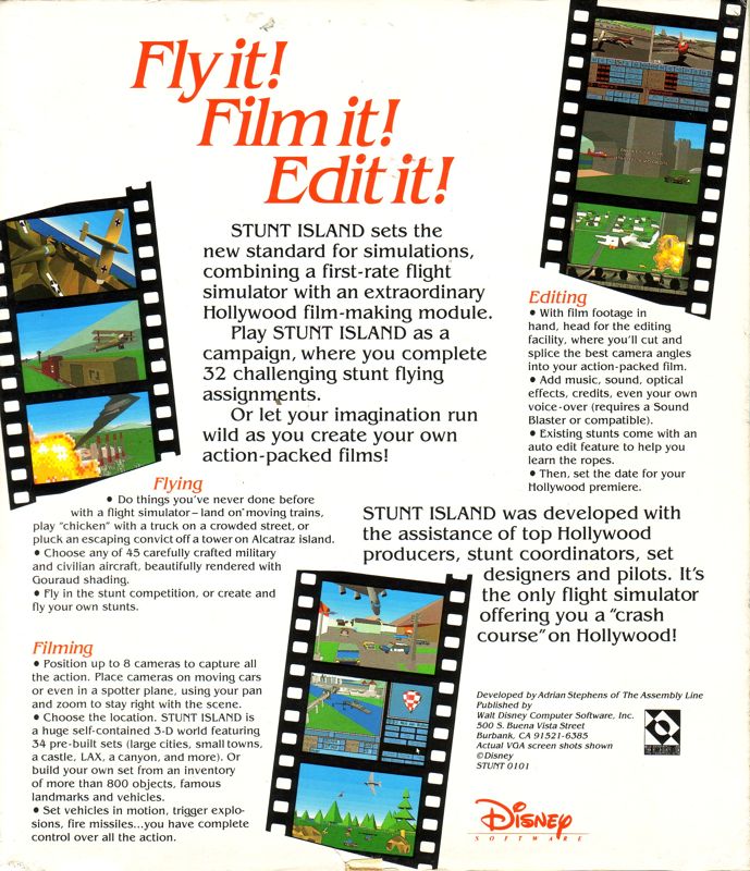 Back Cover for Stunt Island (DOS)