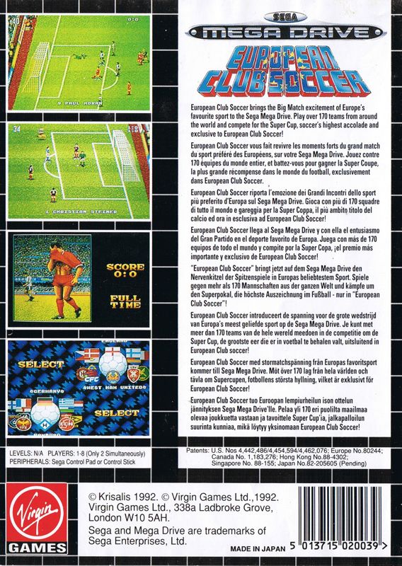 Back Cover for World Trophy Soccer (Genesis)