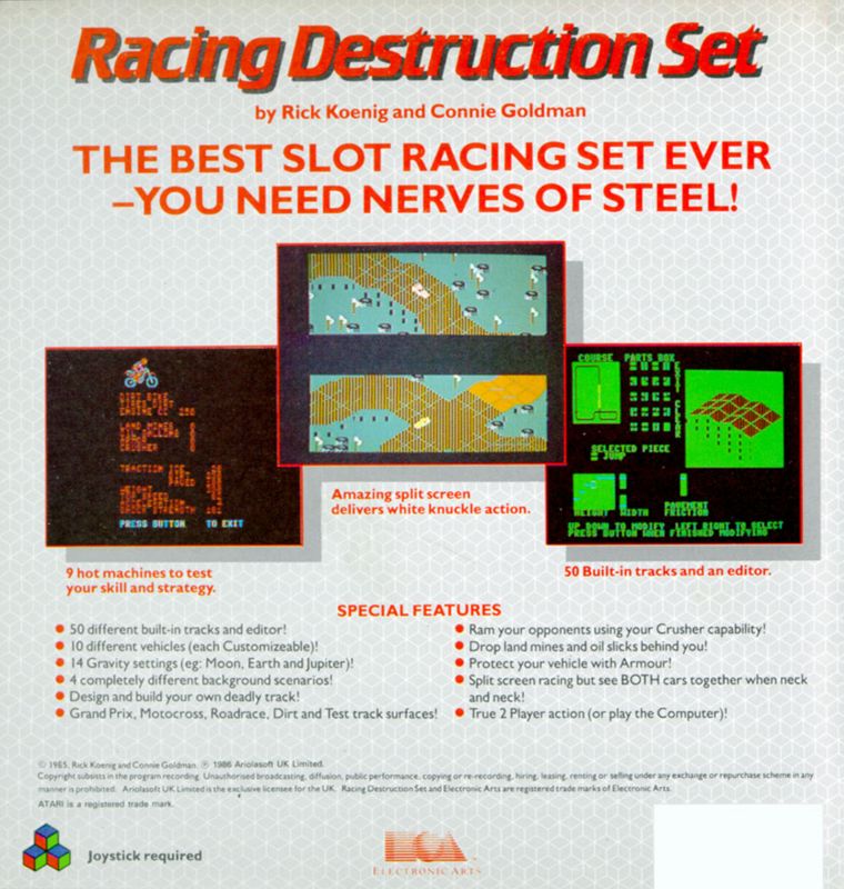 Back Cover for Racing Destruction Set (Atari 8-bit)