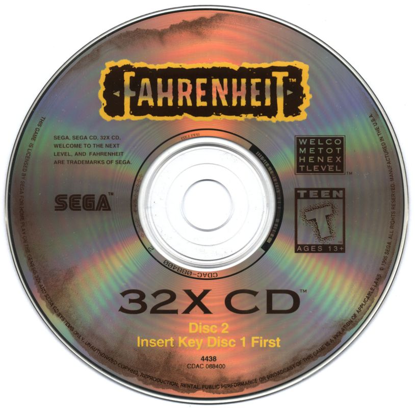 Media for Fahrenheit (SEGA 32X and SEGA CD): Disc 2/2