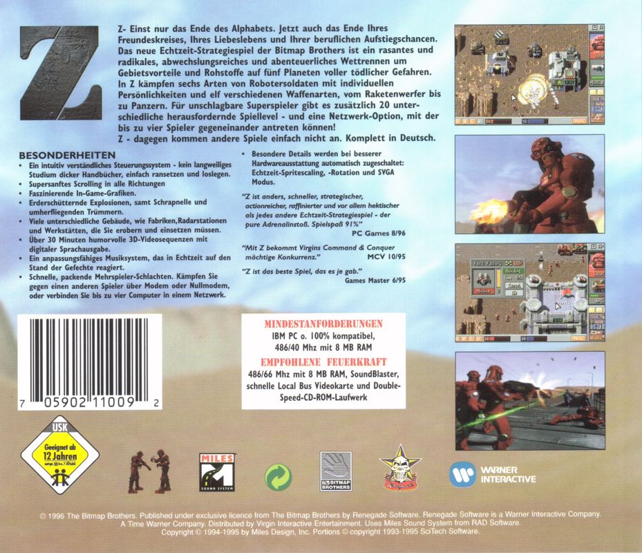 Back Cover for Z (DOS)