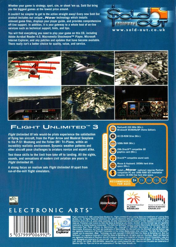 Back Cover for Flight Unlimited III (Windows) (Sold Out Software release (2005))
