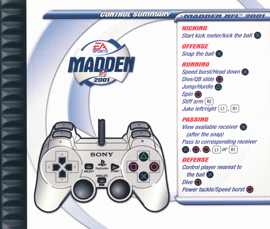 Inside Cover for Madden NFL 2001 (PlayStation)