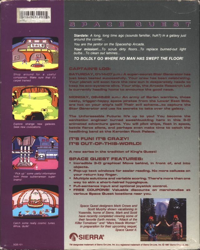 Back Cover for Space Quest: Chapter I - The Sarien Encounter (DOS)