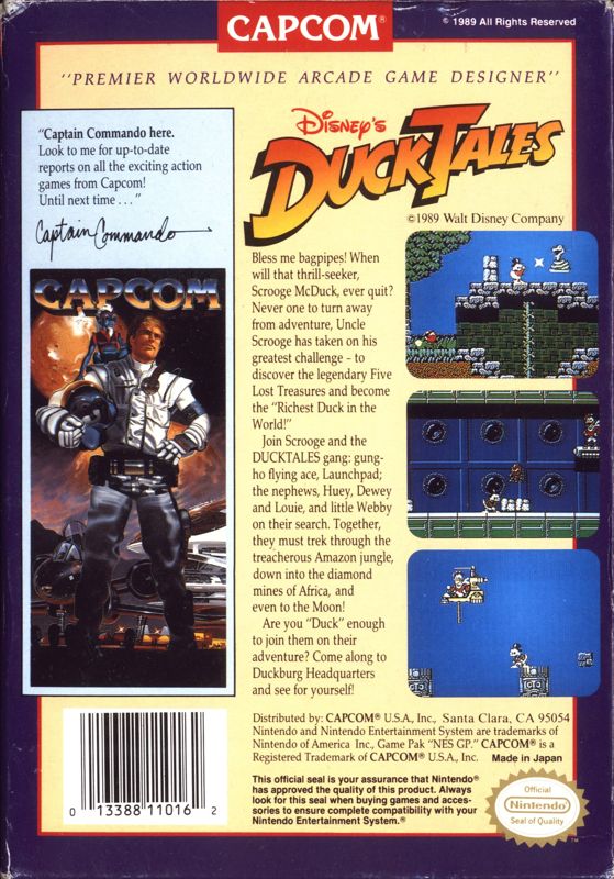 Back Cover for Disney's DuckTales (NES)