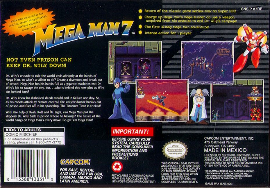 Back Cover for Mega Man 7 (SNES)