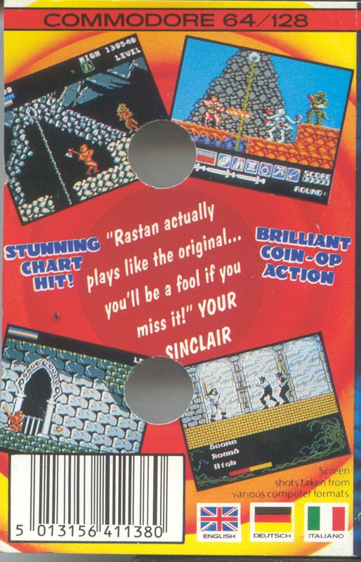 Back Cover for Rastan (Commodore 64) (Hit Squad budget release)