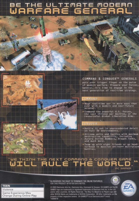 Back Cover for Command & Conquer: Generals (Windows) (USA Front)