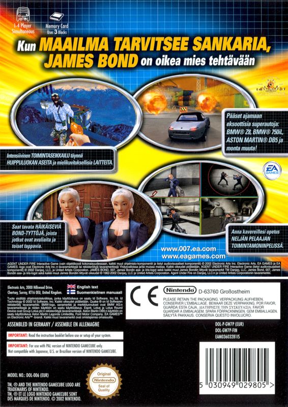 Back Cover for 007: Agent Under Fire (GameCube)