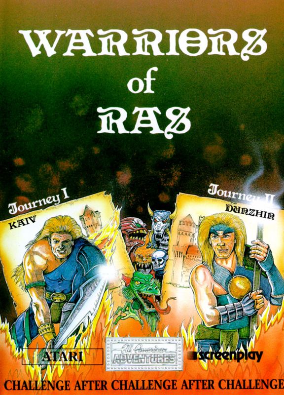 Front Cover for Warriors of Ras (Atari 8-bit) (Plastic Folder. 5.25inch Floppy Disk release.)