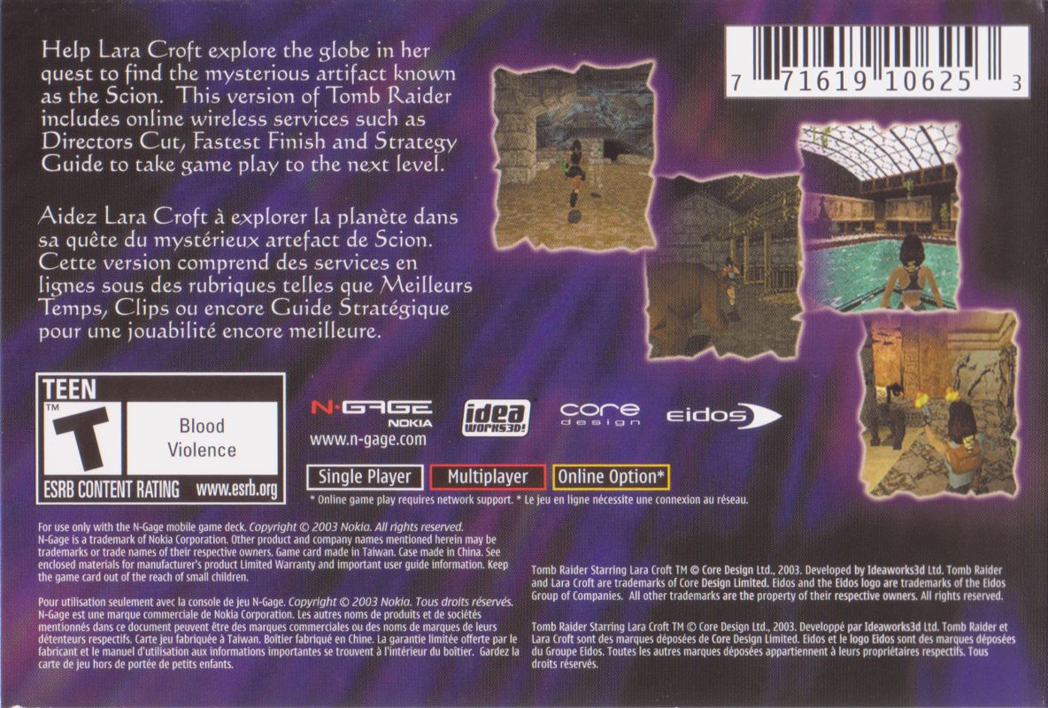 Back Cover for Tomb Raider (N-Gage)