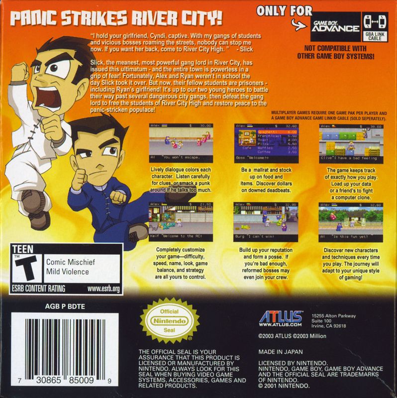 Back Cover for River City Ransom (Game Boy Advance)