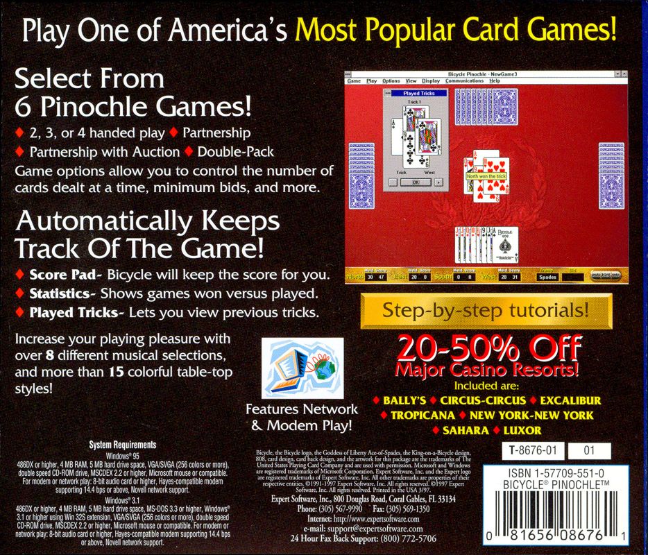 Other for Bicycle Pinochle (Windows and Windows 3.x): Jewel Case - Back