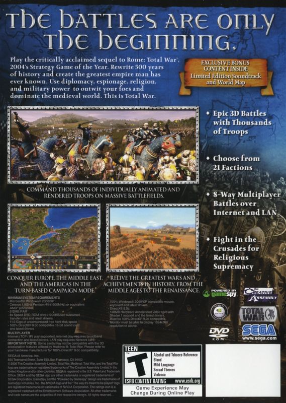 Other for Medieval II: Total War (Limited Edition) (Windows): Keep Case - Back