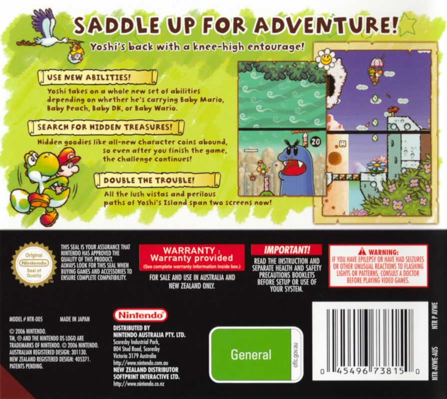 Back Cover for Yoshi's Island DS (Nintendo DS)