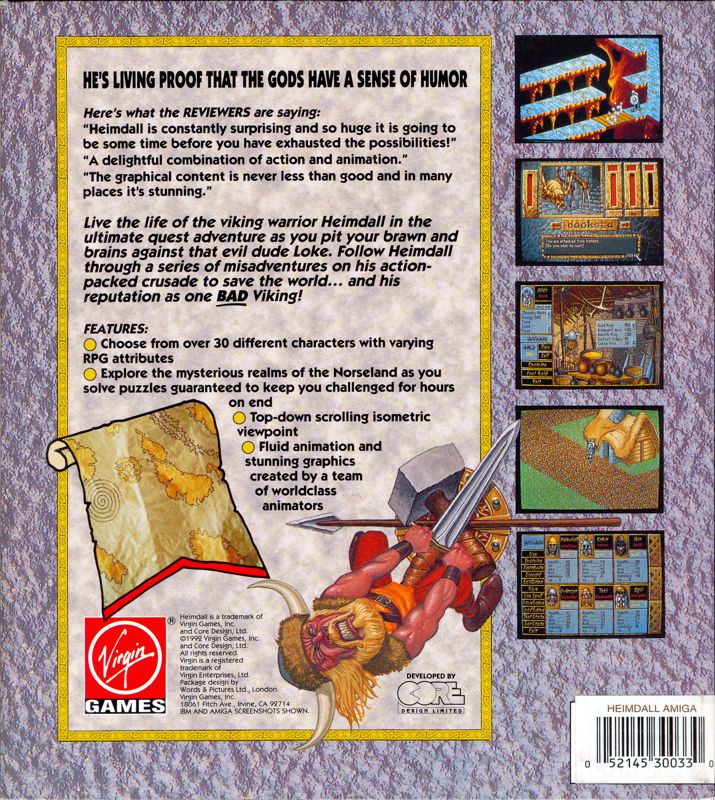 Back Cover for Heimdall (Amiga)