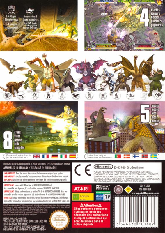 Back Cover for Godzilla: Destroy All Monsters Melee (GameCube)