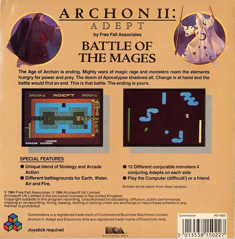 Back Cover for Archon II: Adept (Commodore 64)