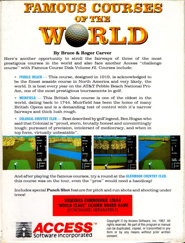 Back Cover for Famous Courses of the World: Vol. II (Commodore 64)