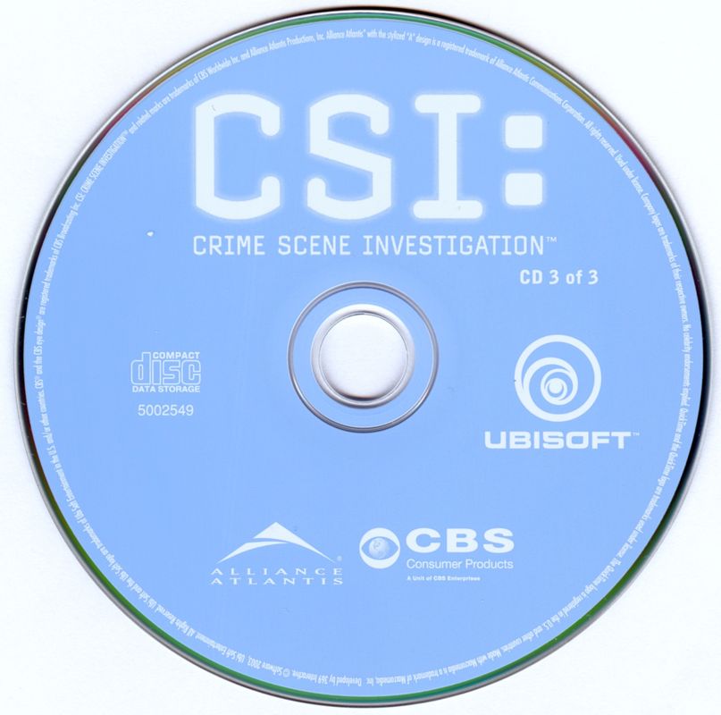 Media for CSI: Crime Scene Investigation (Windows) (Ubisoft eXclusive release): Disc 3