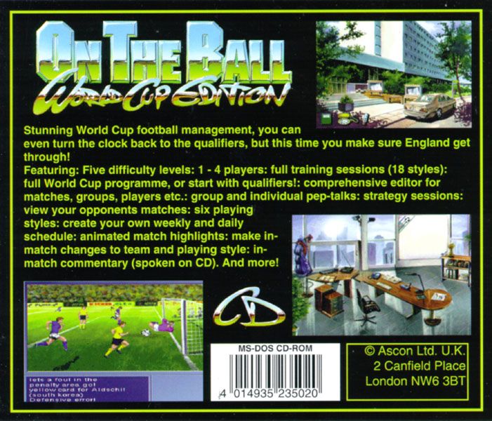 Other for On the Ball: World Cup Edition (DOS) (CD-ROM release): Jewel Case - Back