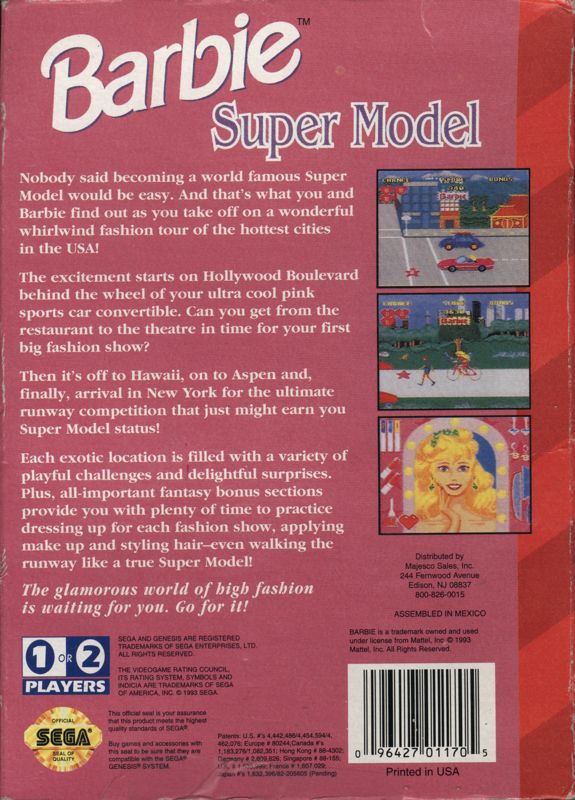 Back Cover for Barbie Super Model (Genesis)